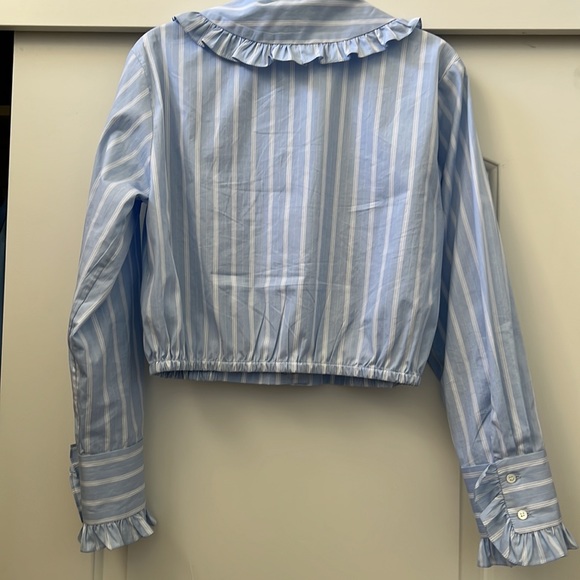 Sandro Ravenne Cropped Dress Shirt in Blue - Picture 6 of 9